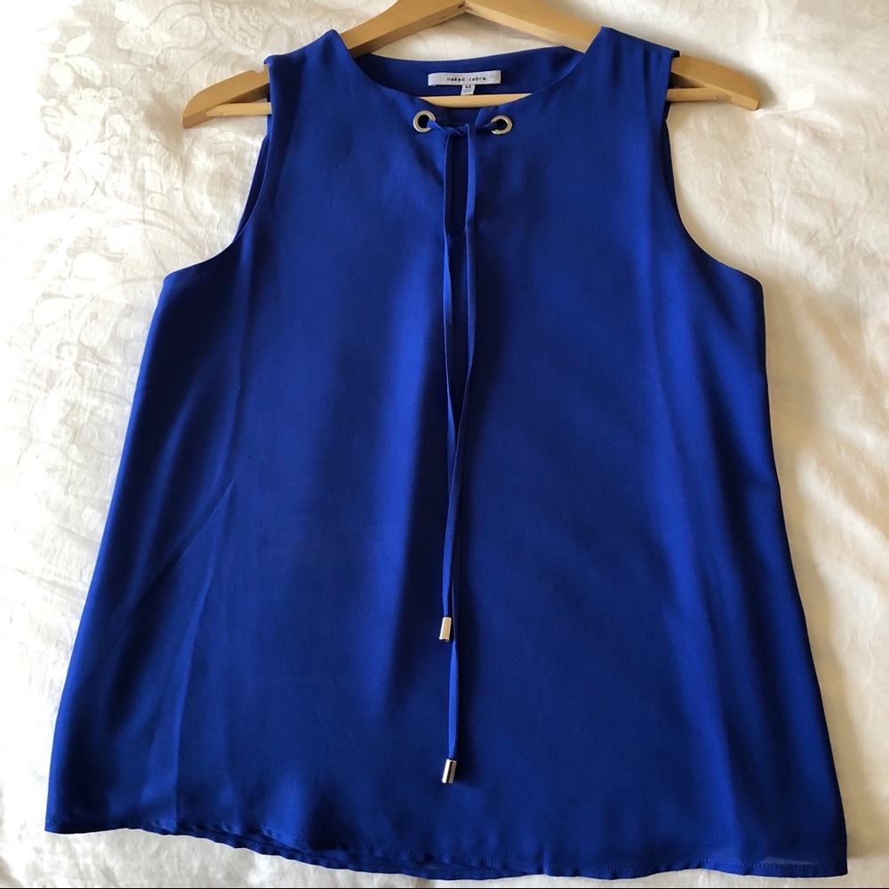 Naked Zebra Cobalt Blue Sleeveless Blouse Size Medium